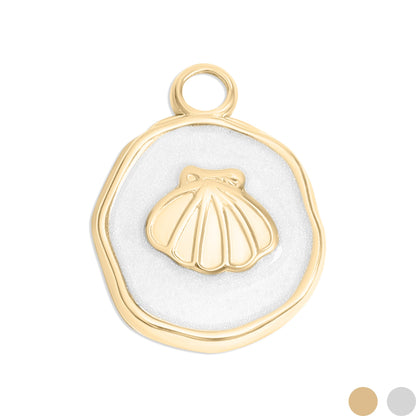 18K Gold PVD Sea Shell White Epoxy Charm