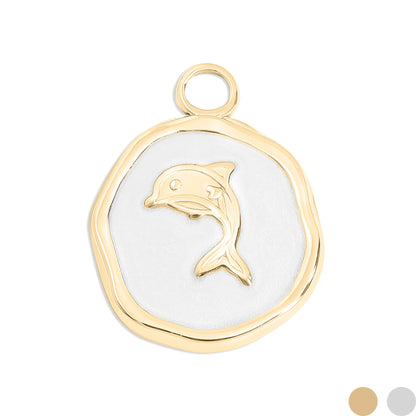 18K Gold PVD Dolphin Epoxy Charm
