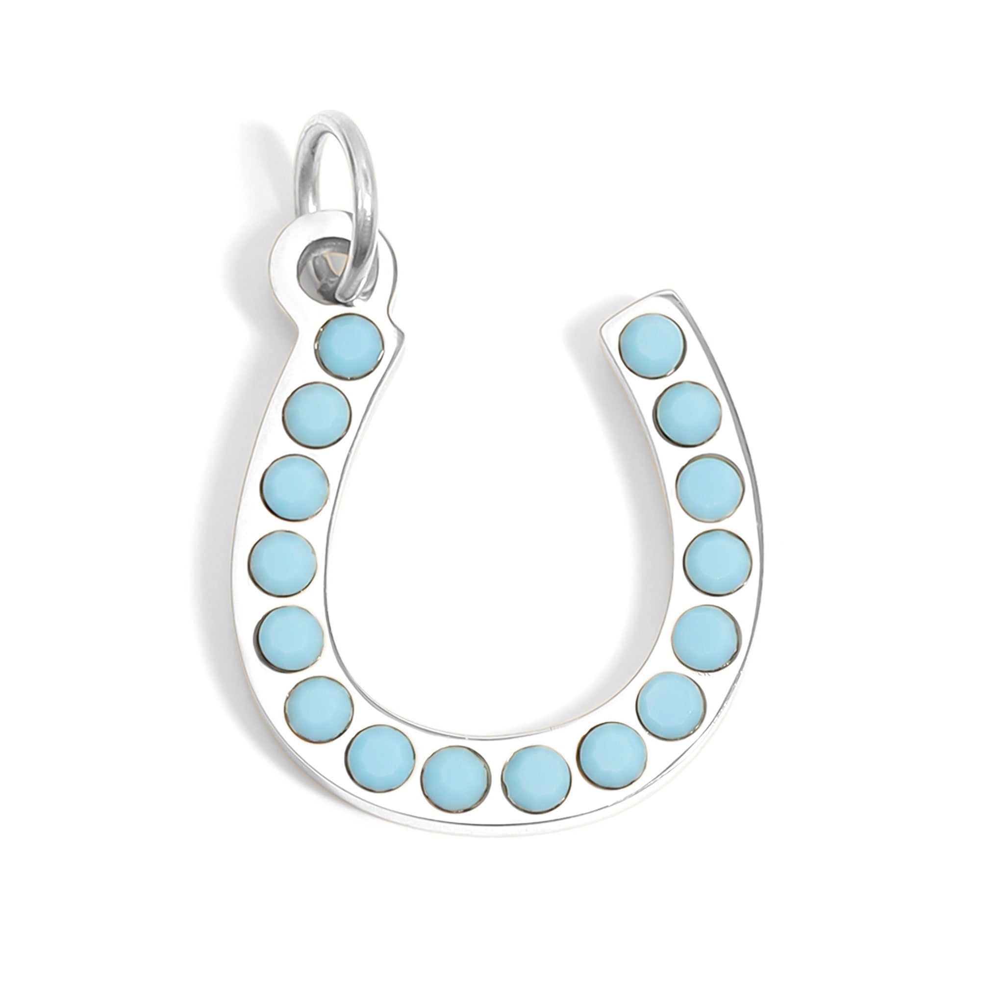 18K Gold PVD Stainless Steel Turquoise Stone Horseshoe Charm