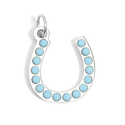 18K Gold PVD Stainless Steel Turquoise Stone Horseshoe Charm