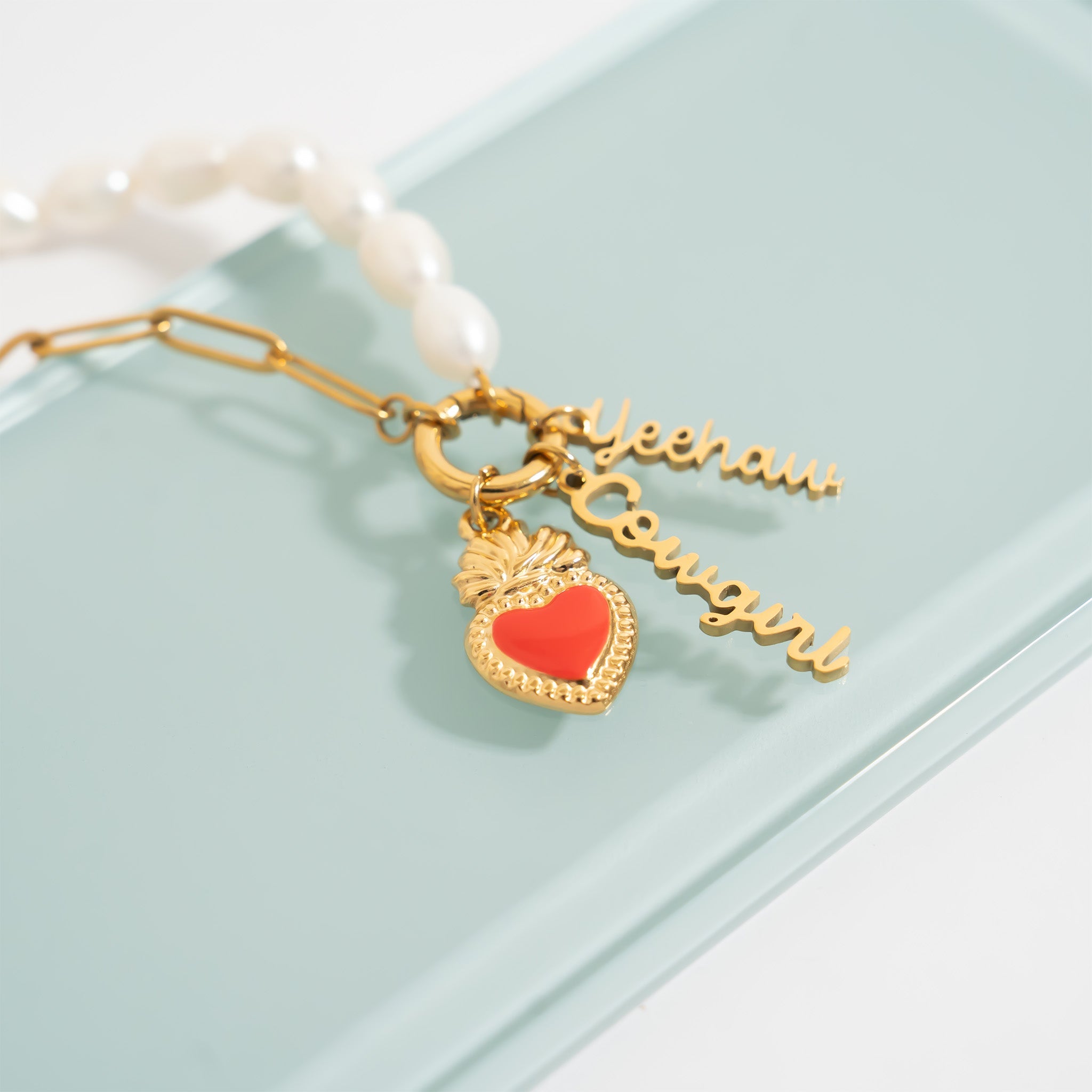 18K Gold PVD Stainless Steel Red Heart Charm