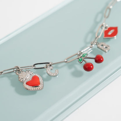 18K Gold PVD Stainless Steel Red Heart Charm