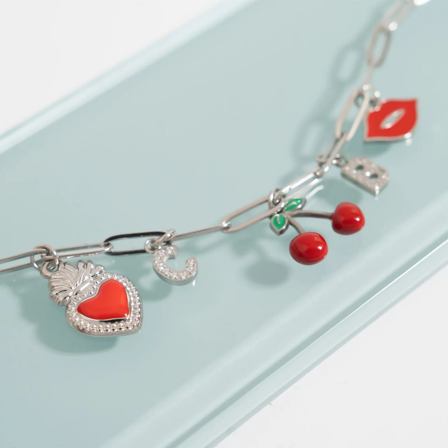 Stainless Steel Pave Set CZ Initial Letter Charms