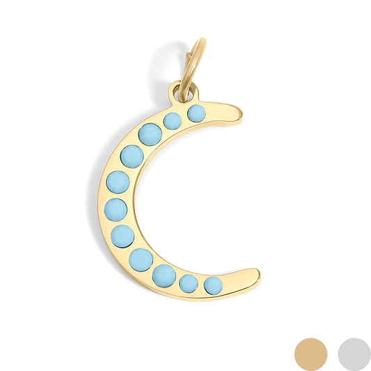 18K Gold PVD Stainless Steel Turquoise Stone Moon Charm
