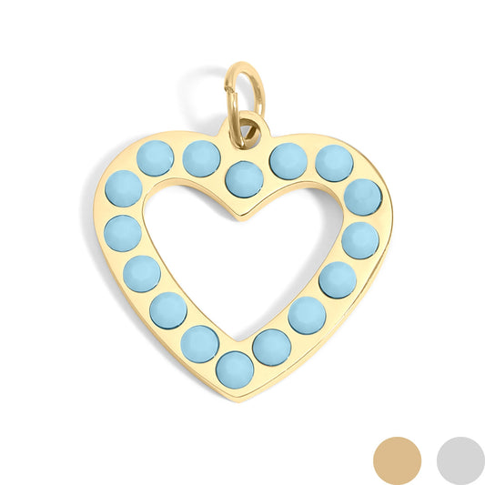 18K Gold PVD Stainless Steel Turquoise Stone Heart Charm