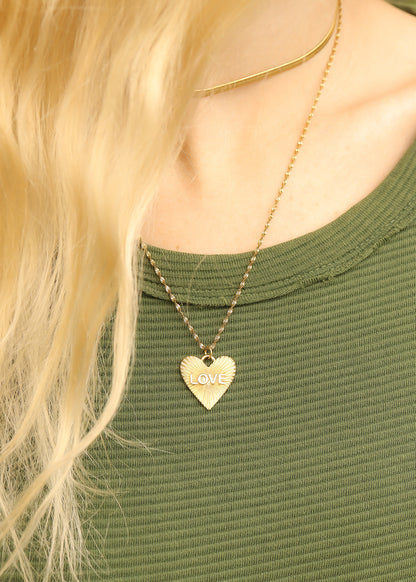 18K Gold PVD Stainless Steel Sunburst Heart Love Charm