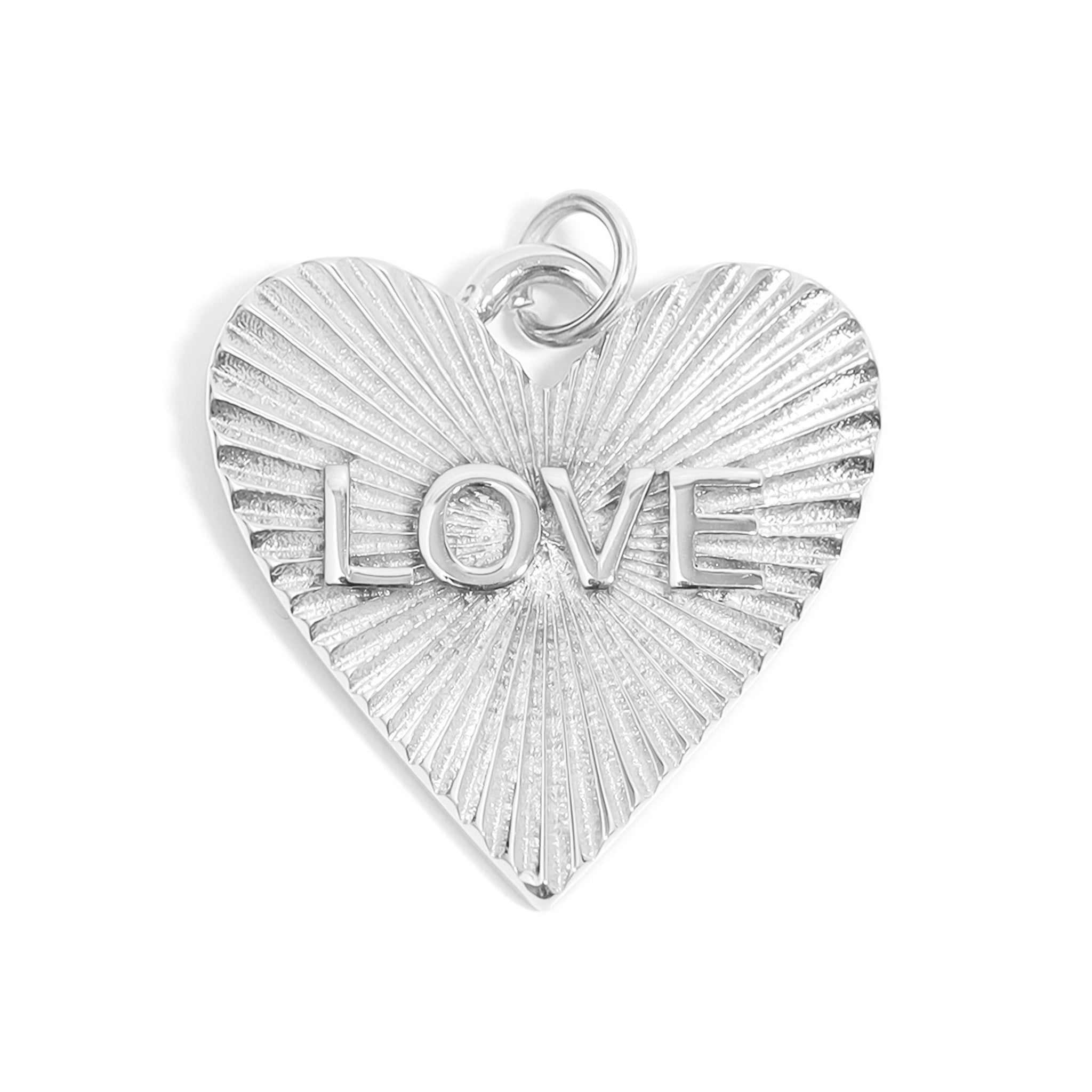 18K Gold PVD Stainless Steel Sunburst Heart Love Charm