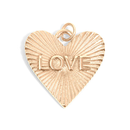18K Gold PVD Stainless Steel Sunburst Heart Love Charm