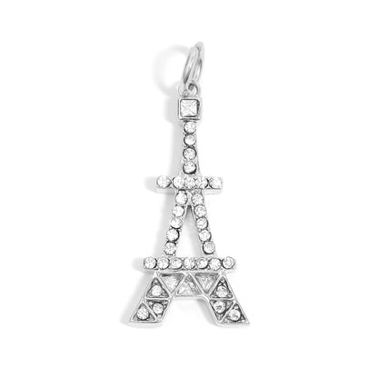 18K Gold PVD Stainless Steel and Clear Stone Eiffel Tower Charm
