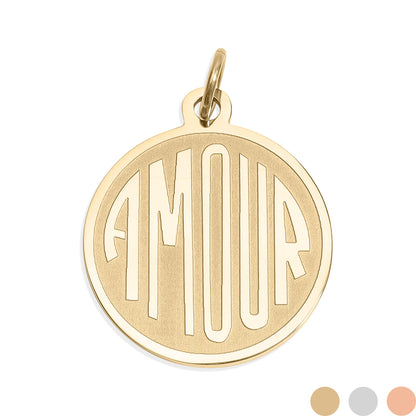 18K Gold PVD Stainless Steel Round Amour Charm