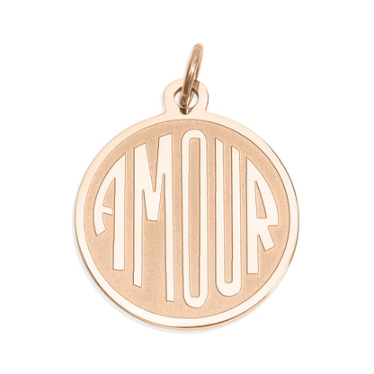 18K Gold PVD Stainless Steel Round Amour Charm