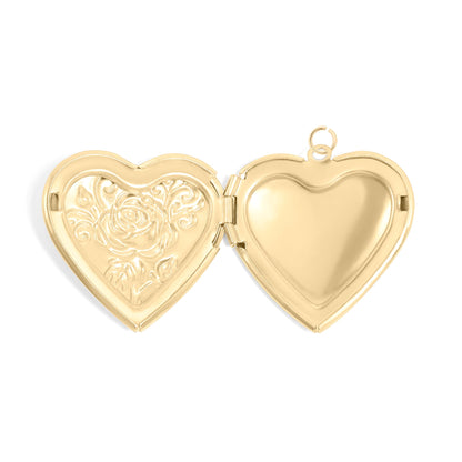 18K Gold PVD Stainless Steel Rose Heart Locket