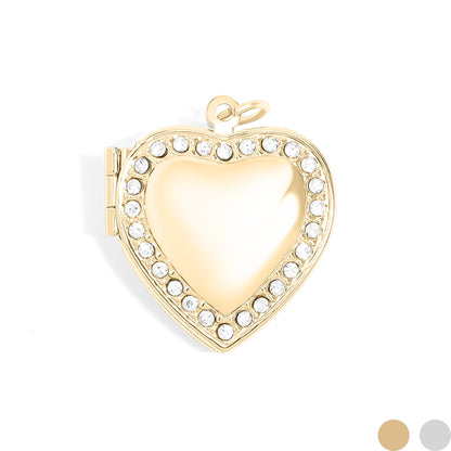 18K Gold PVD Stainless Steel Heart Locket with Stones