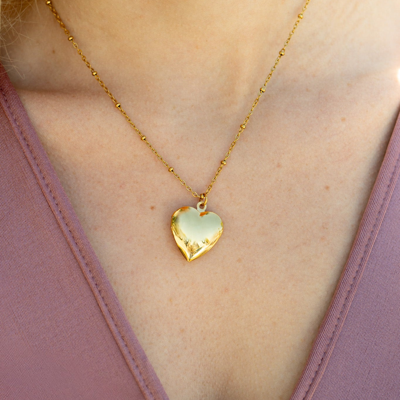 18K Gold PVD Stainless Steel Heart Locket