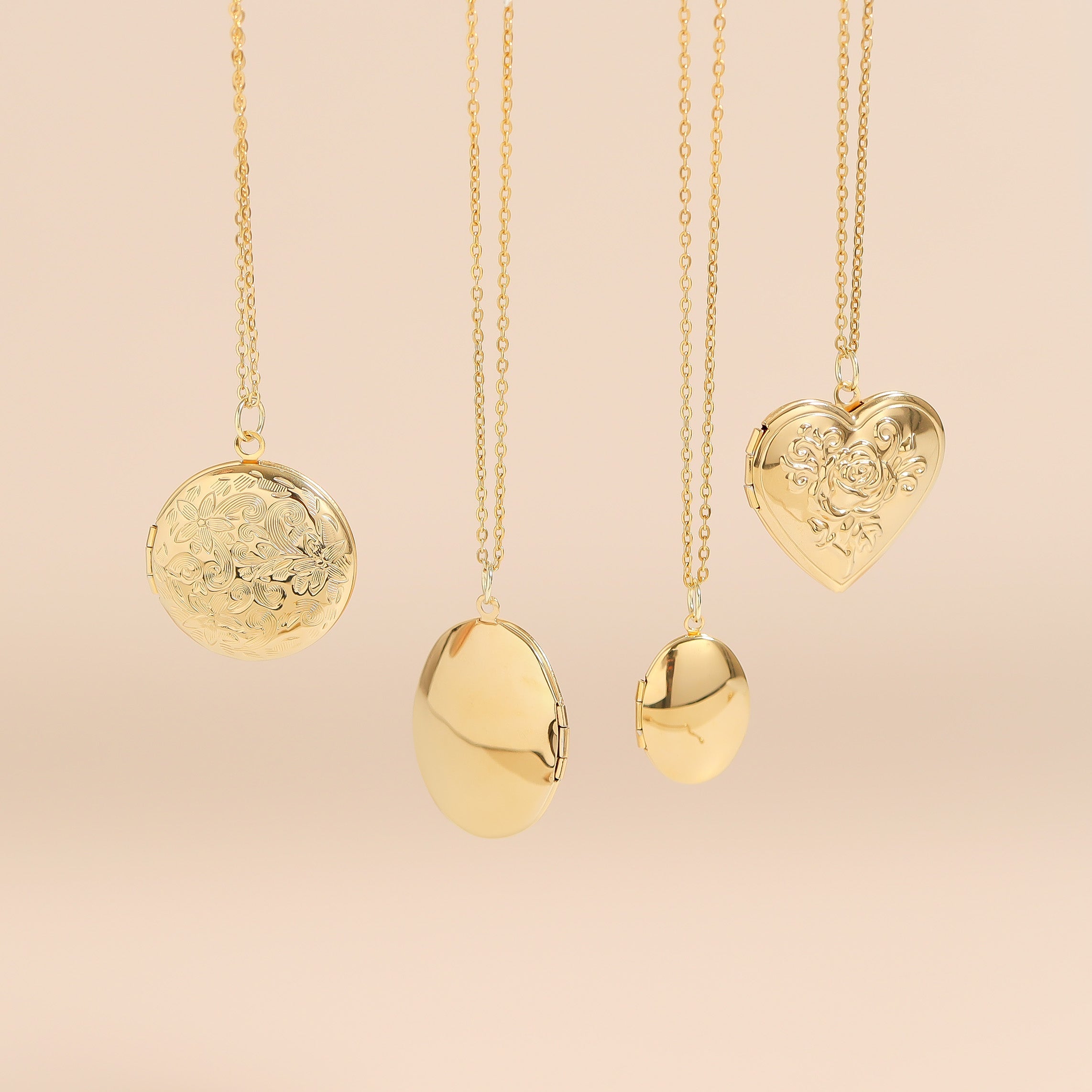 18K Gold PVD Stainless Steel Round Floral textured Locket