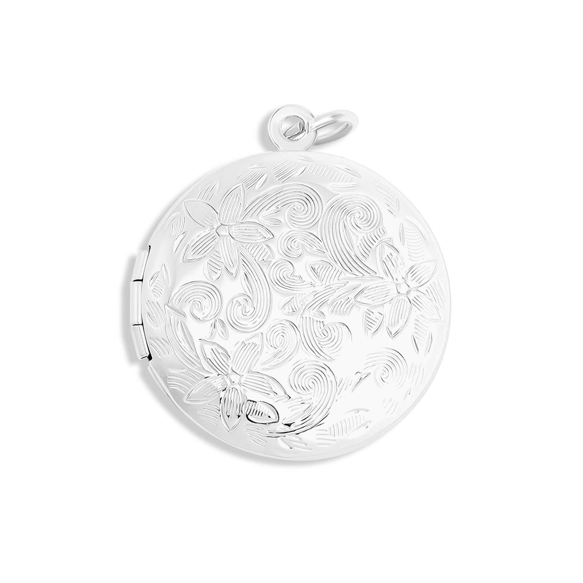 18K Gold PVD Stainless Steel Round Floral textured Locket