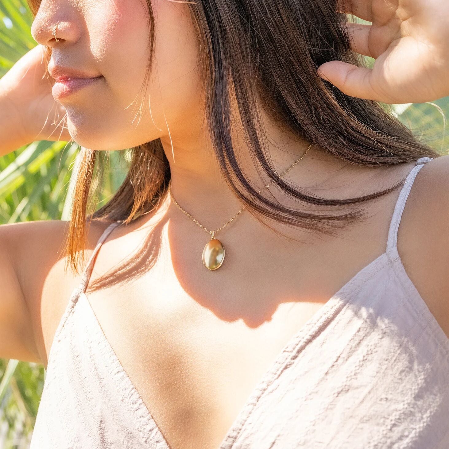 18K Gold PVD Stainless Steel Oval Locket