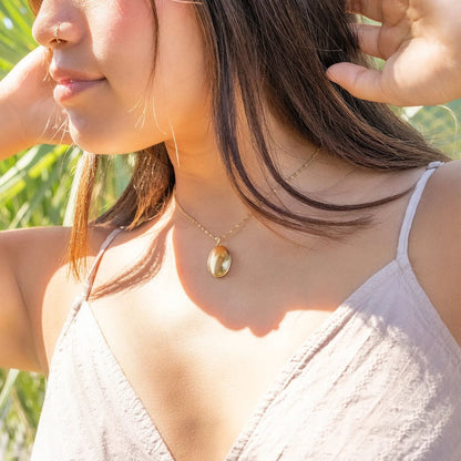 18K Gold PVD Stainless Steel Oval Locket