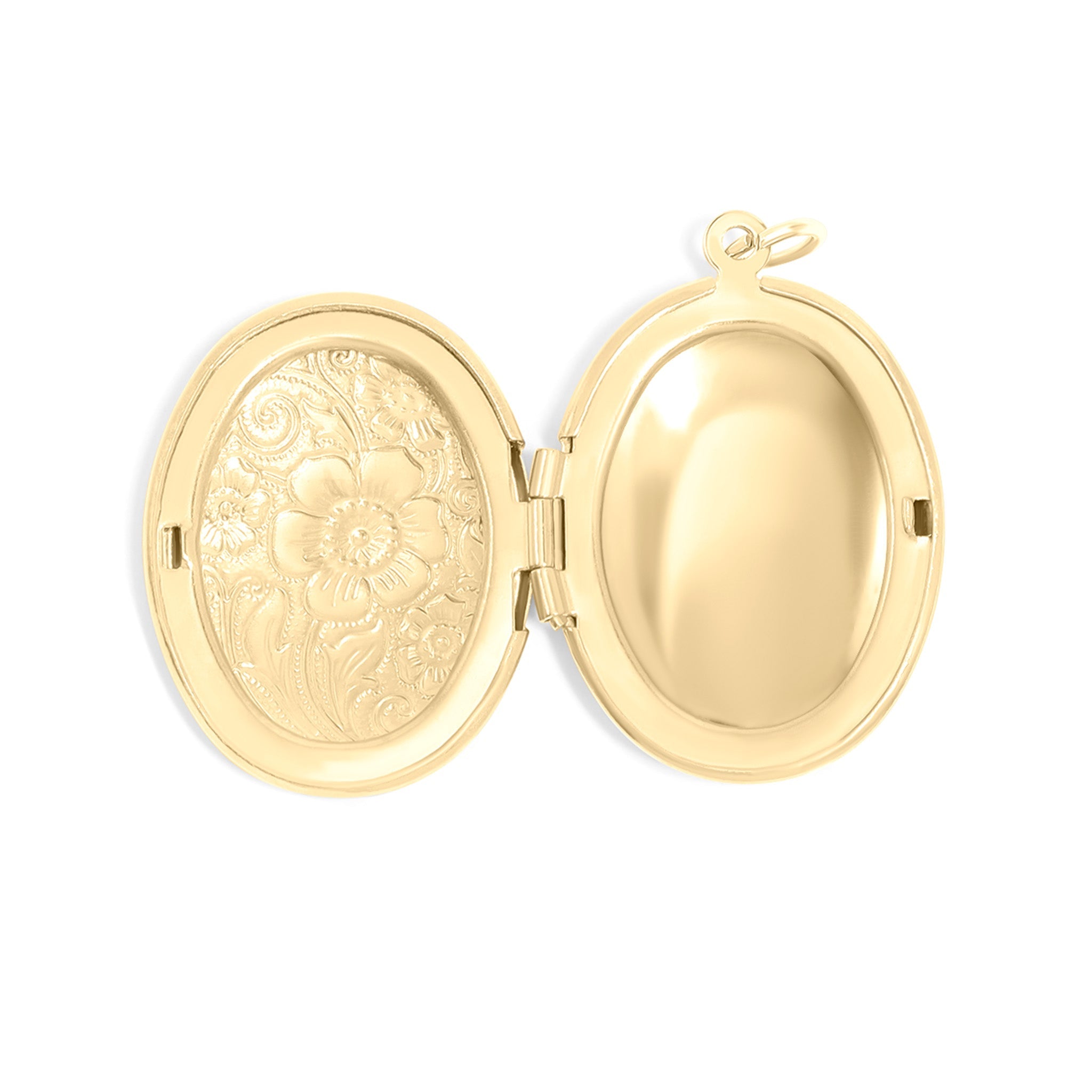 18K Gold PVD Stainless Steel Textured Oval Locket