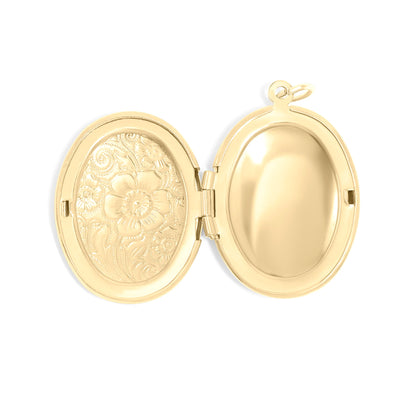 18K Gold PVD Stainless Steel Textured Oval Locket