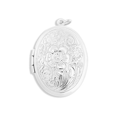 18K Gold PVD Stainless Steel Textured Oval Locket