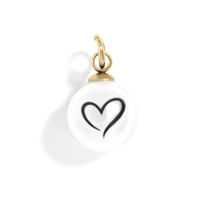 18K Gold PVD Stainless Steel 8mm Single Heart Printed Pearl Charm