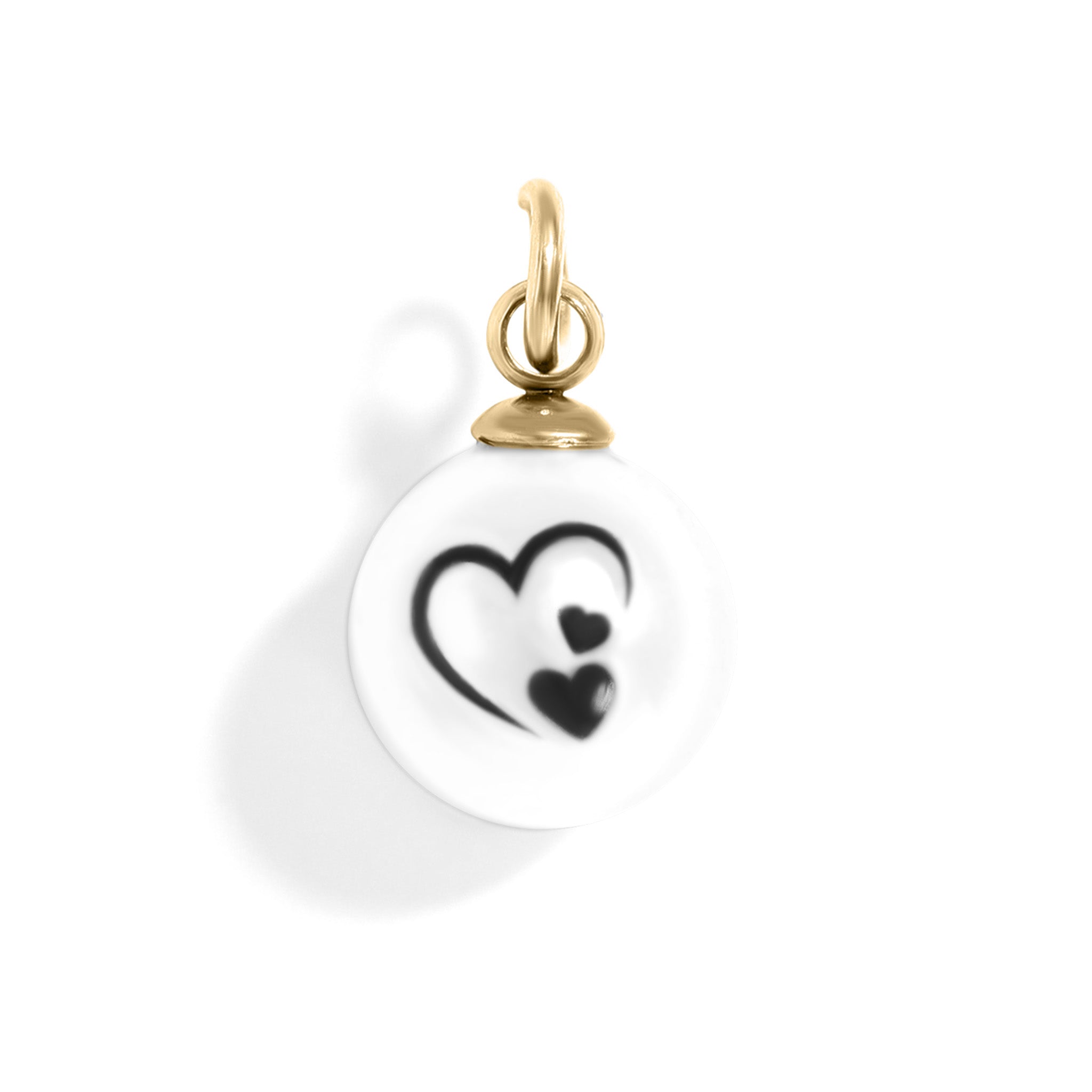 18K Gold PVD Stainless Steel 8mm Triple Heart Printed Pearl Charm