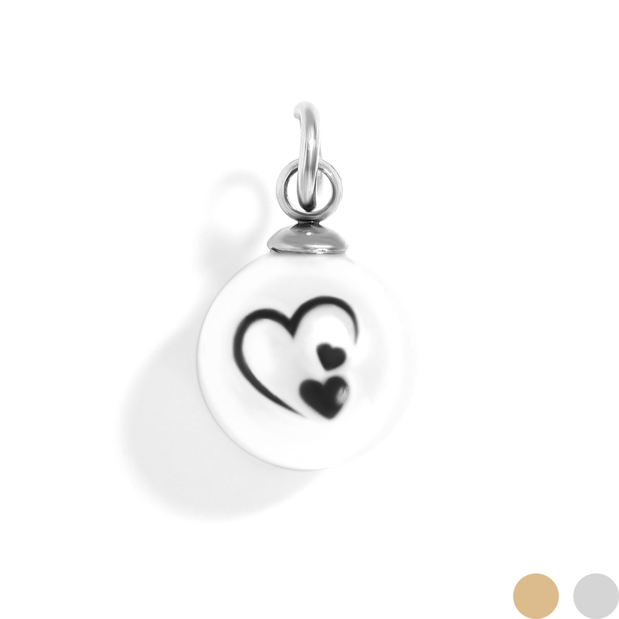 18K Gold PVD Stainless Steel 8mm Triple Heart Printed Pearl Charm