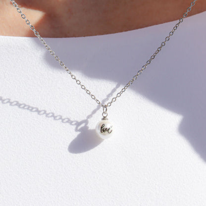 18K Gold PVD Stainless Steel 8mm Love Printed Pearl Charm