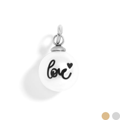 18K Gold PVD Stainless Steel 8mm Love Printed Pearl Charm