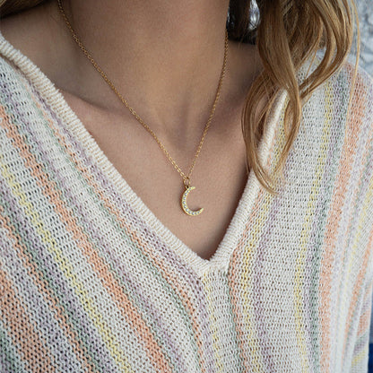 18K Gold PVD Stainless Steel Pearl Moon Charm