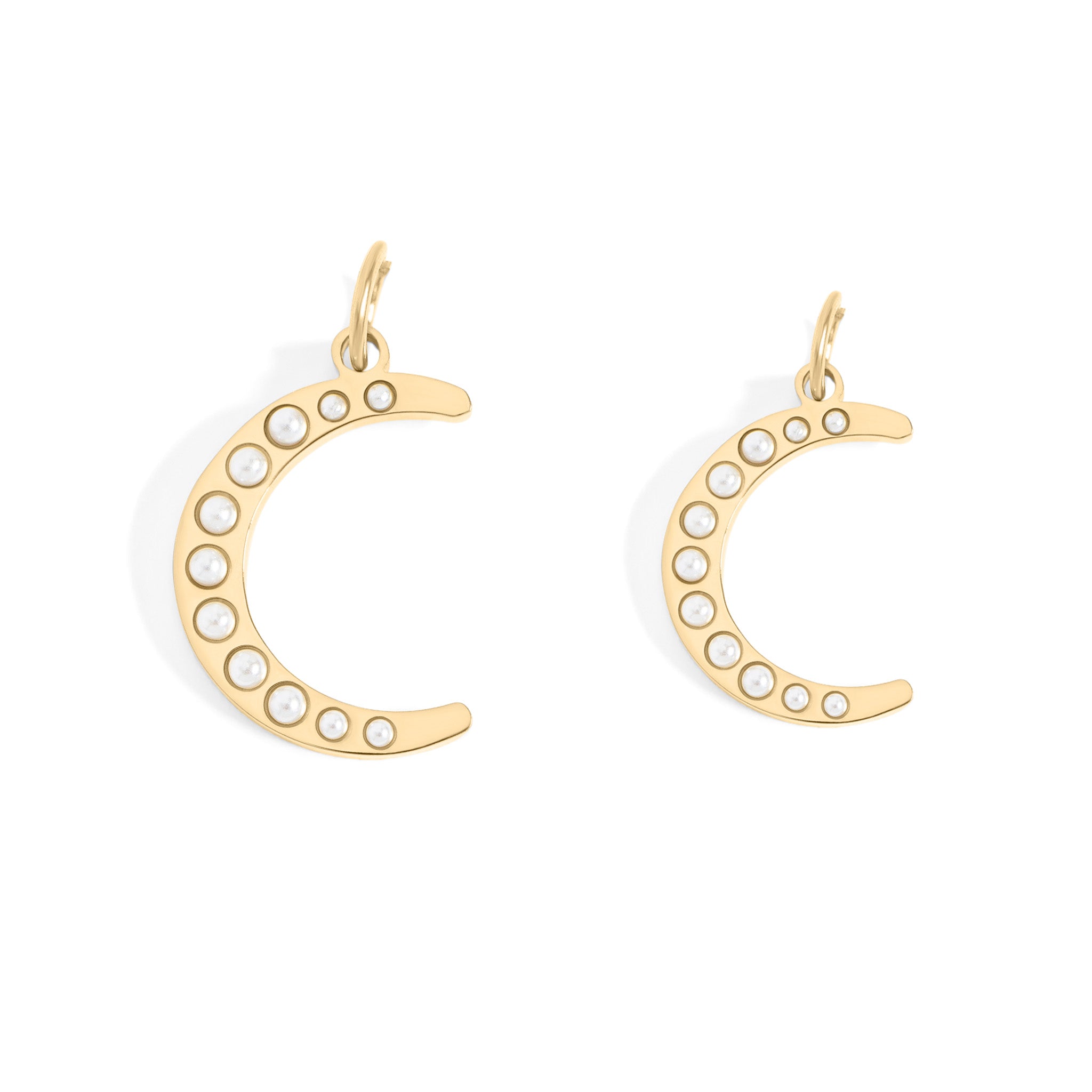 18K Gold PVD Stainless Steel Pearl Moon Charm
