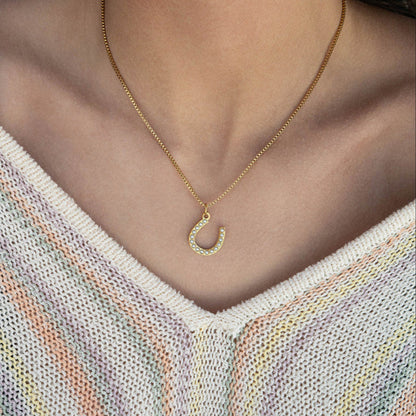 18K Gold PVD Stainless Steel Pearl Horseshoe Charm