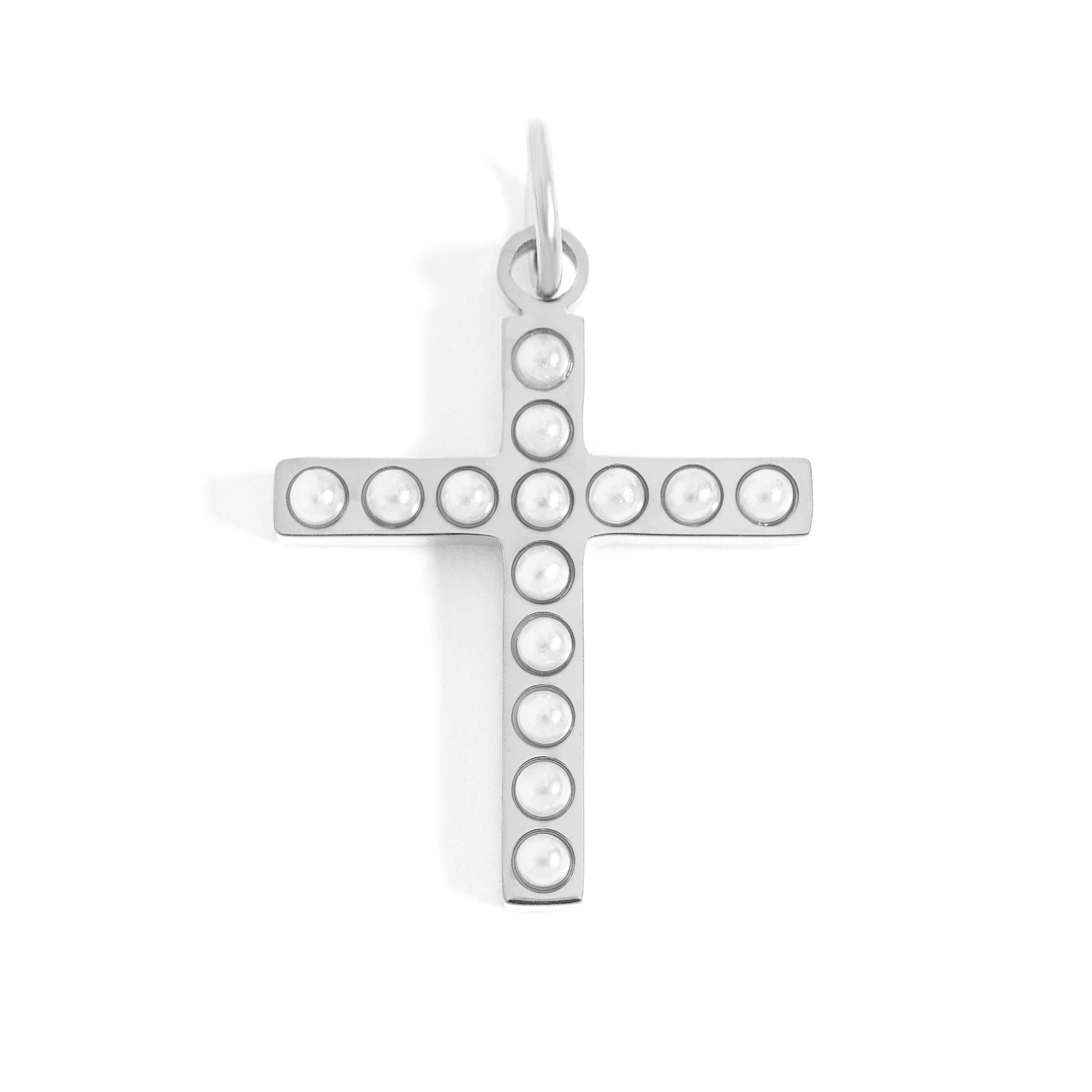 18K Gold PVD Stainless Steel Pearl Cross Charm