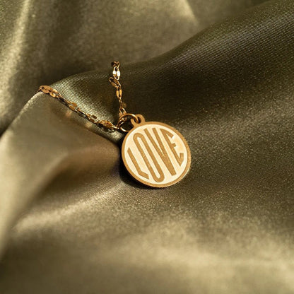 18K Gold PVD Stainless Steel Round Love Charm