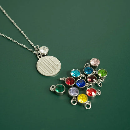 Stainless Steel Round Birthstone Charm 8mm