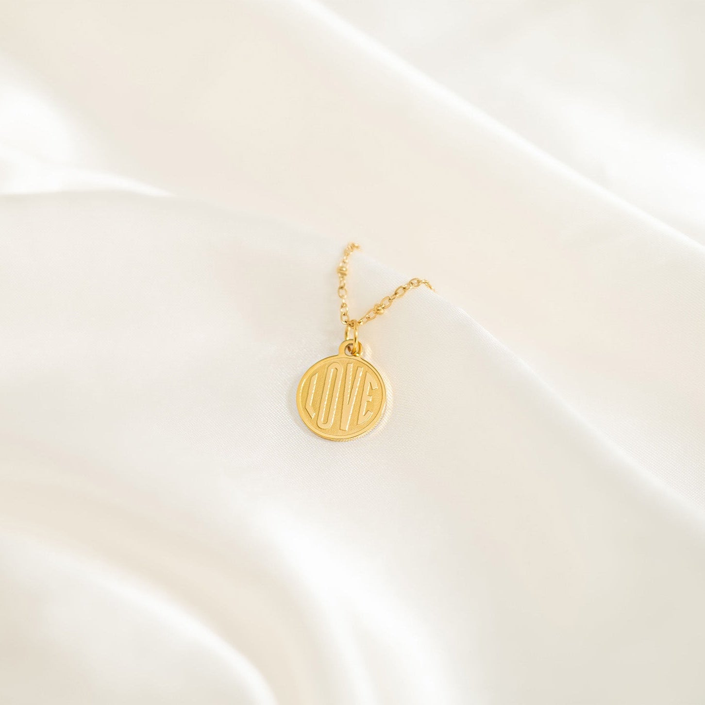 18K Gold PVD Stainless Steel Round Love Charm
