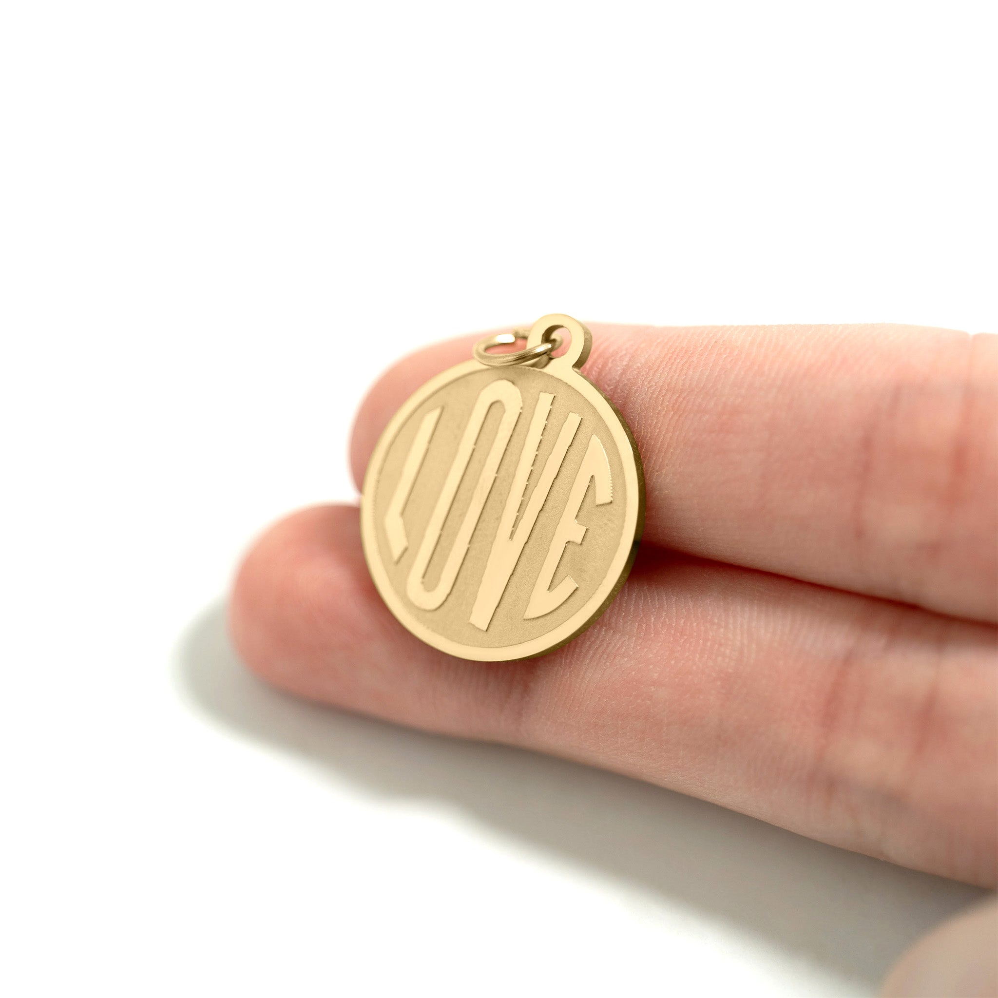 18K Gold PVD Stainless Steel Round Love Charm