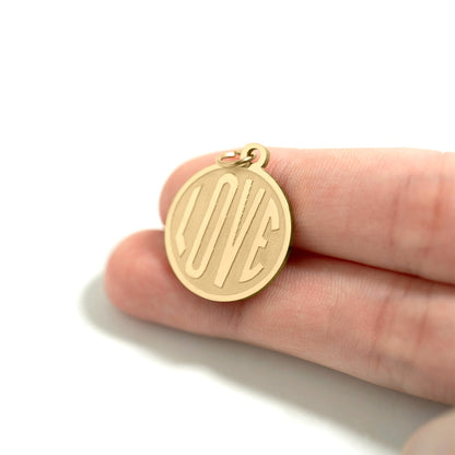 18K Gold PVD Stainless Steel Round Love Charm