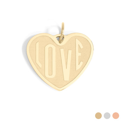 18K Gold PVD Stainless Steel "Love" Heart Charm