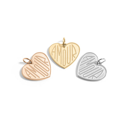 18K Gold PVD Stainless Steel Heart Amour Charm