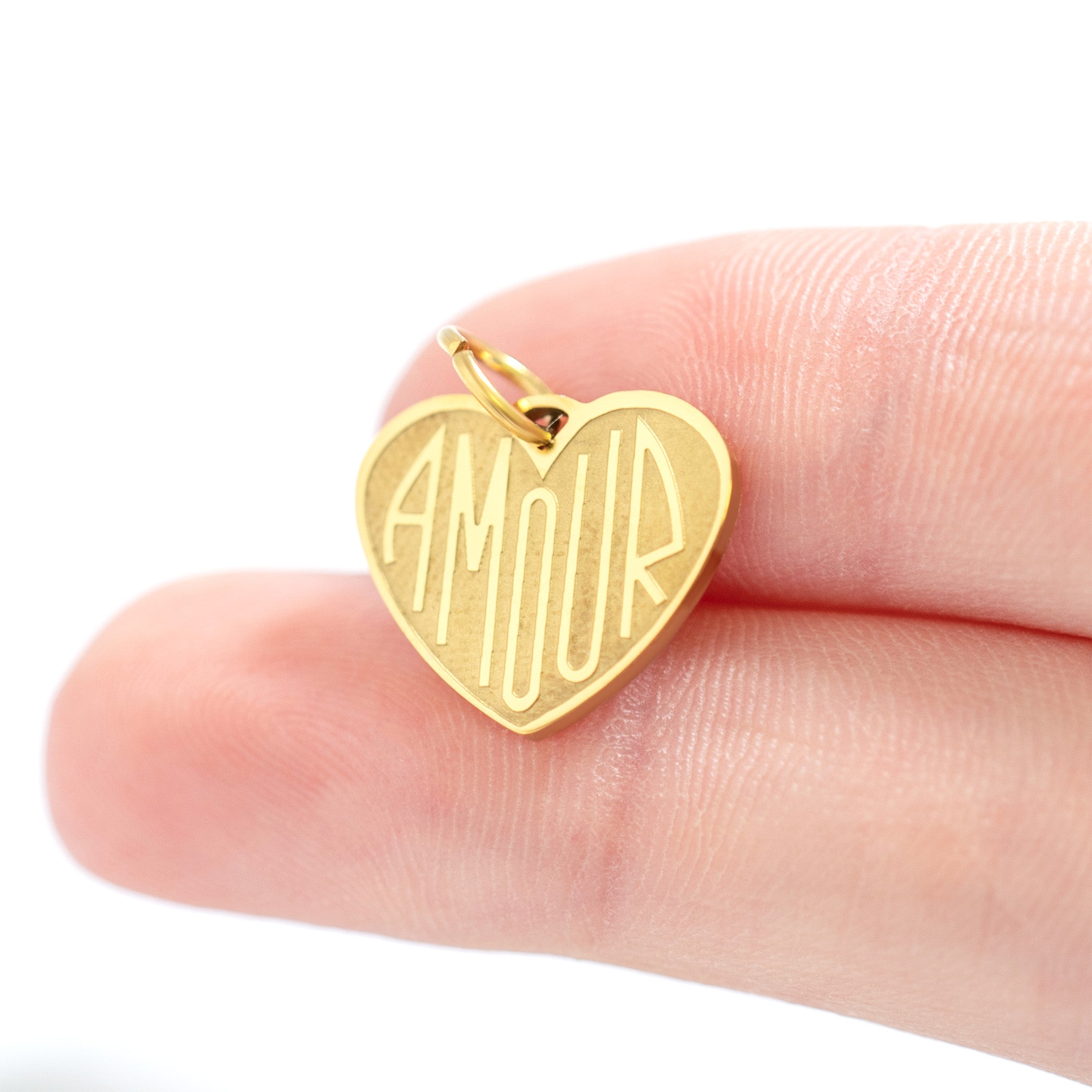 18K Gold PVD Stainless Steel Heart Amour Charm