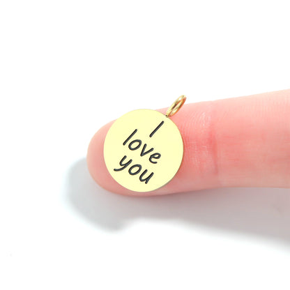 18K Gold PVD Stainless Steel I Love You Language Charm