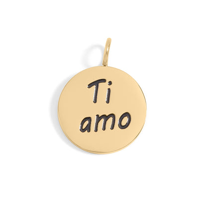 18K Gold PVD Stainless Steel I Love You Language Charm