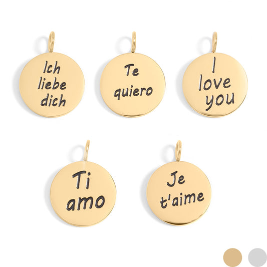 18K Gold PVD Stainless Steel I Love You Language Charm