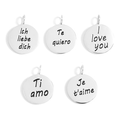 18K Gold PVD Stainless Steel I Love You Language Charm