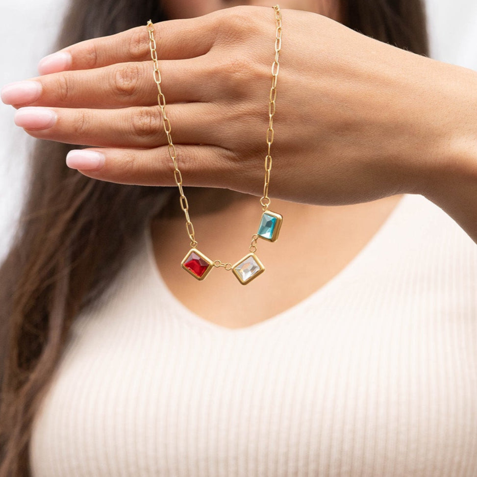 18K Gold PVD Emerald Birthstone Connector Charm 11mm
