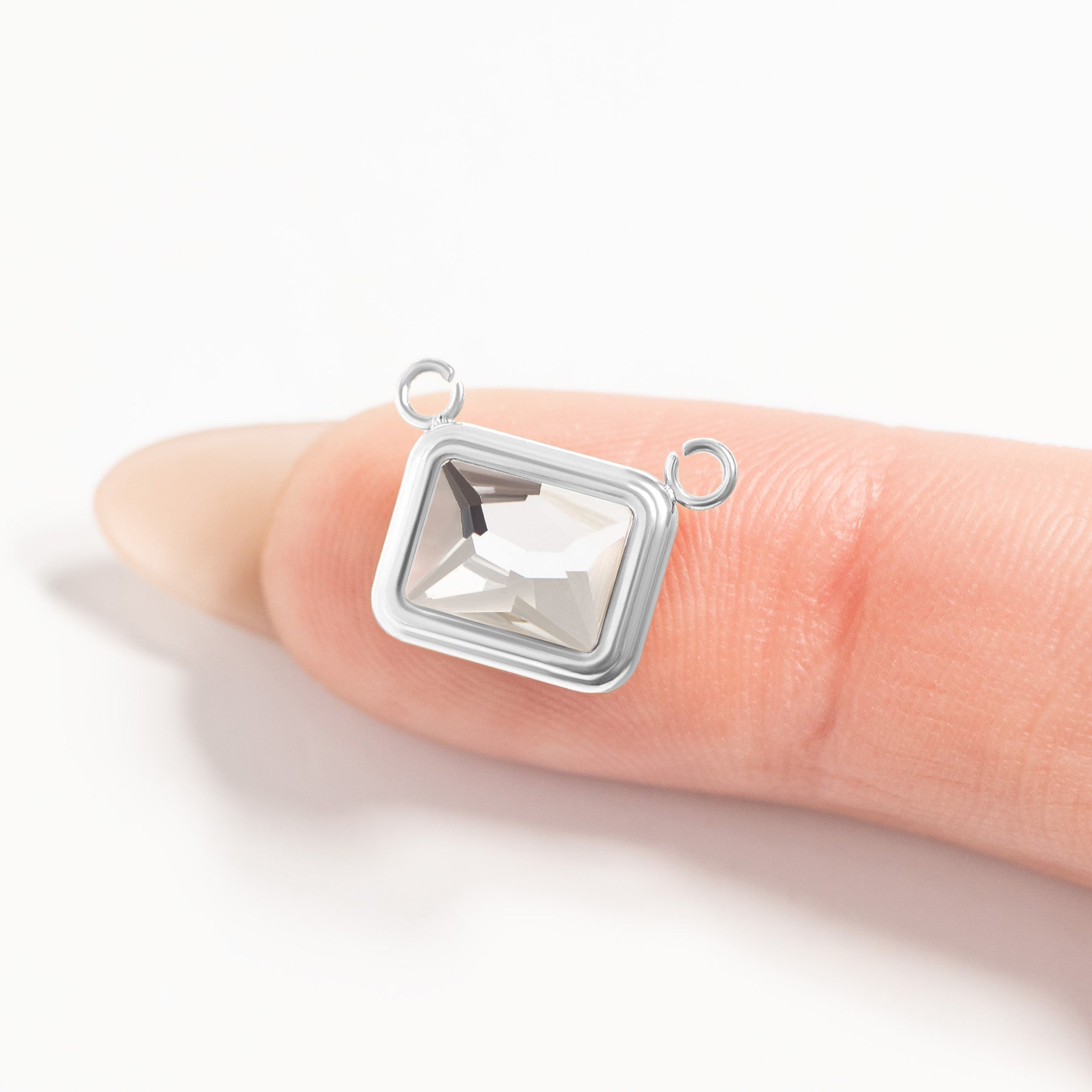 Stainless Steel Emerald Birthstone Connector Charm
