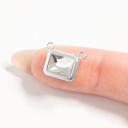 Stainless Steel Emerald Birthstone Connector Charm