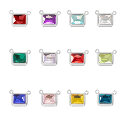 Stainless Steel Emerald Birthstone Connector Charm